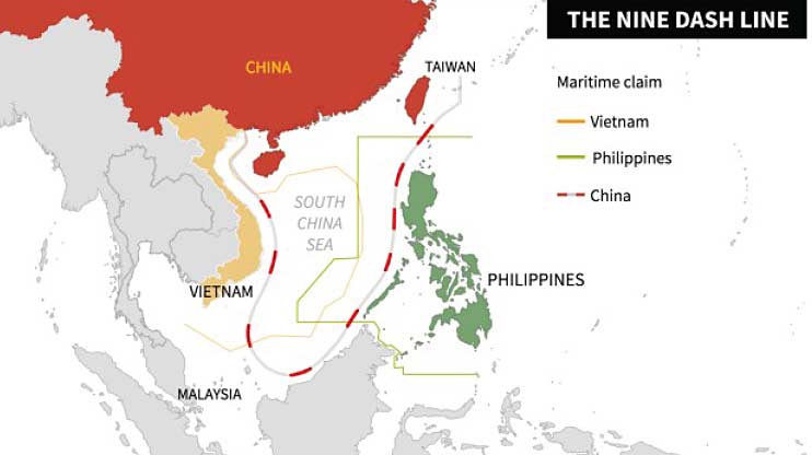 The South China Sea disputed area and overlapping claims.